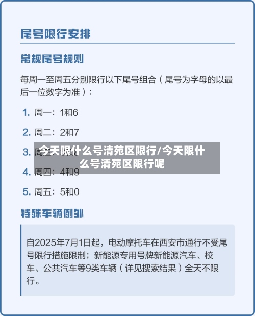 今天限什么号清苑区限行/今天限什么号清苑区限行呢