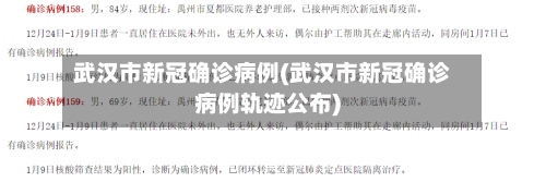 武汉市新冠确诊病例(武汉市新冠确诊病例轨迹公布)