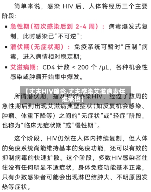 【丈夫HIV确诊,丈夫感染艾滋病责任谁承担】-第3张图片