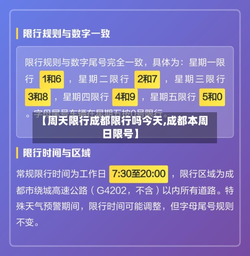 【周天限行成都限行吗今天,成都本周日限号】
