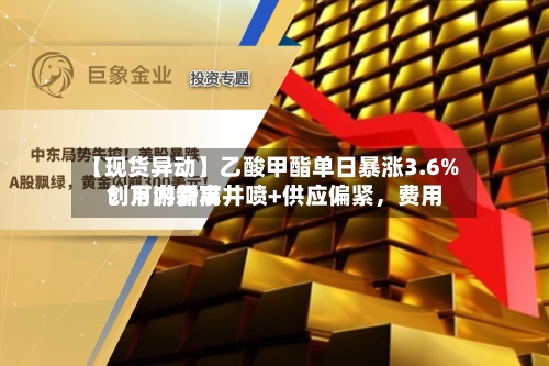 【现货异动】乙酸甲酯单日暴涨3.6%！下游需求井喷+供应偏紧，费用创月内新高-第3张图片