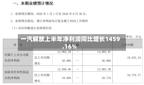 一汽解放上半年净利润同比增长1459.16%-第3张图片