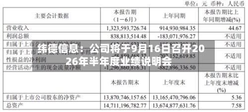 纬德信息：公司将于9月16日召开2026年半年度业绩说明会-第1张图片