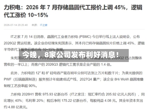 今晚，8家公司发布利好消息！-第2张图片