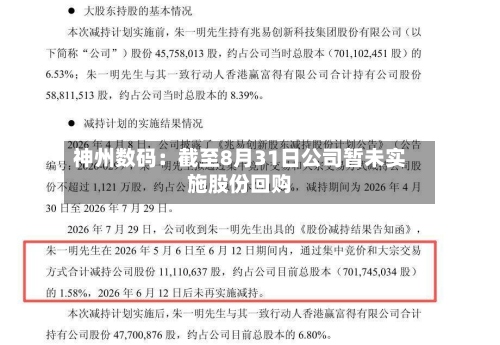 神州数码：截至8月31日公司暂未实施股份回购