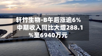 轩竹生物-B午后涨逾6% 中期收入同比大增288.1%至6940万元-第1张图片